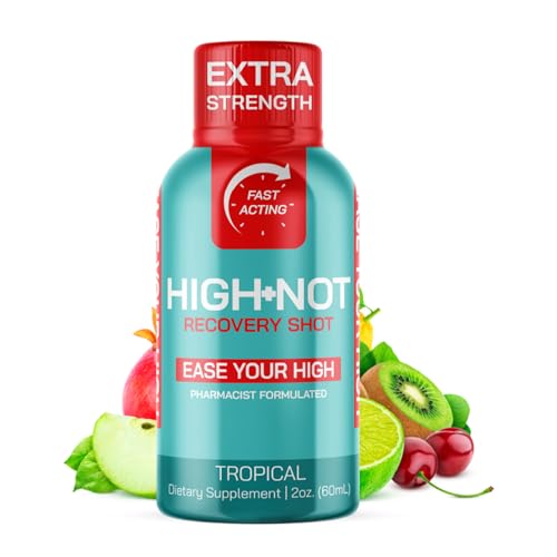 HIGH NOT Tropical Flavored Recovery Shot – Rapid Relief for Intense THc̈̈ Effects – Fast-Acting Plant-Based Energy Shot – Vegan Brain Booster & Morning Recovery Drink