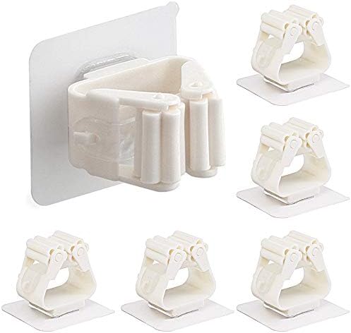 NEEMAY Broom Holder Wall Mounted, Mop Holders Broom Grippers Mop Racks Broom Holders Self Adhesive Hanger No Drilling Broom Holder Storage & Organization for Kitchen, Bathroom, Garden (6 PCS)