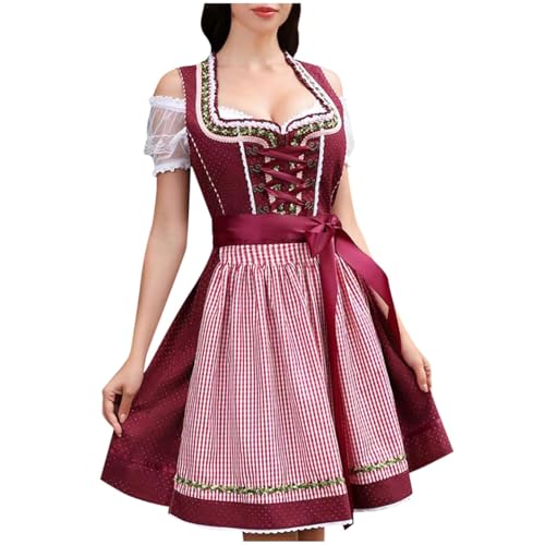 Vestido bohemio de fiesta para Oktoberfest con top de encaje blanco y falda fluida