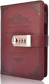 Cizen Password Diary Notebook in PU Leather Personal Hardcover Diary with 100 Lined Pages for Travel, Office, Daily Planning Red