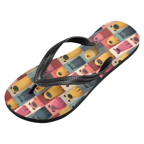 Flip Flop Sandals Checkered Dog Print for Women Men Beach Outdoor XS2