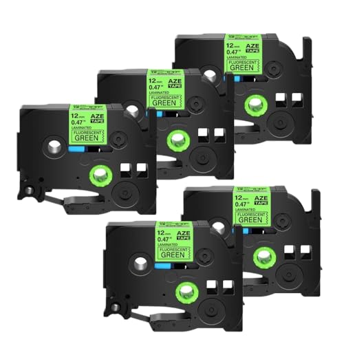 TZ-221�����TZE-231 12mm�}���`�J���[���~�l�[�g���x����5PK�݊����x���e�[�v�́APT-D210�v�����^�[�œ��삵�܂�(5PK Fluor Green)