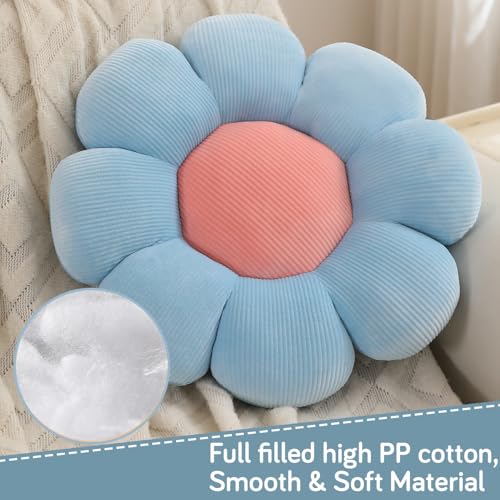 Image of HOKIPO Flower Pillow Fluffy Soft Decorative Throw Pillow Seating Cushion Plush Pillow for Sofa Couch Bed Nursery Props - 42 cm, Soft Blue (AR-6234-BLU)