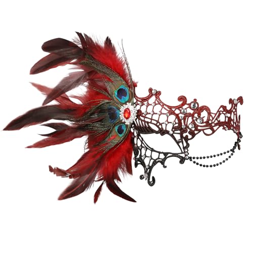 Masque bal masqué femme dentelle réglable chaîne métallique