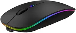 Mouse Sem Fio Recarregável Wireless Bluetooth Óptico LED RGB Colorido Ergonômico 2.4 GHz USB Para Notebook, PC, Desktop e Computador - Linha Premium SellXpert (Preto)
