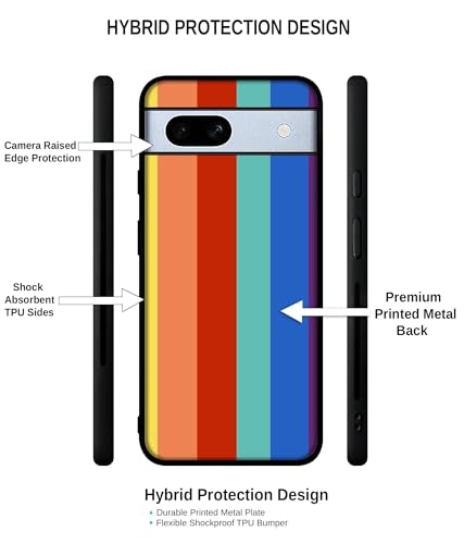 Image of Rainbow Colors Design Premium 2D Printed Metal Back Case Cover for Google Pixel 7A 5G