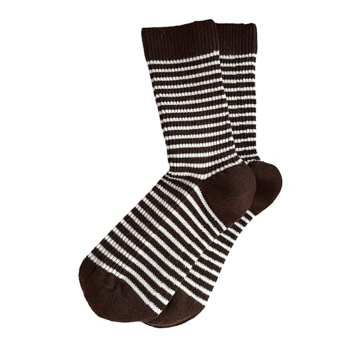GRABAGECAN Womens Winter Warm Faux Wool Ribbed Knit Socks Vintage Striped Thicken Thermal Hiking Middle Tube Socks