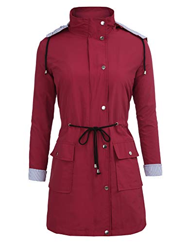FISOUL Windbreaker Raincoats Waterproof Lightweight Rain Jacket Outdoor Hooded Women's Trench Coats S-XXL