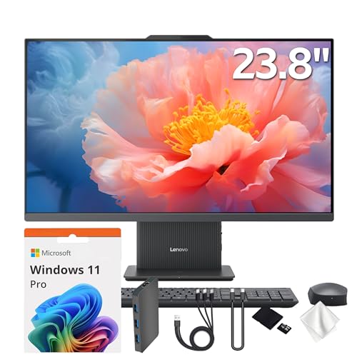 Image of Lenovo IdeaCentre AIO 3 23.8 inch FHD All-in-One Desktop, AMD Ryzen 5 7535HS, 16GB DDR5, 2TB Storage (1TB SSD&1TB Docking Station), Radeon 660M Graphics, Wireless Keyboard & Mouse, Win 11 Pro, Gray