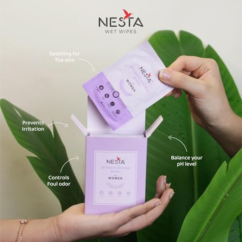 Image of Nesta Soft & Gentle Intimate Hygiene Wipes For Women - ( Pack of 20 Wipes ), Individually Wrapped, Maintains Intimate Area pH Balance, Alcohol & Paraben Free, No Artificial Fragrance, 100% Biodegradable