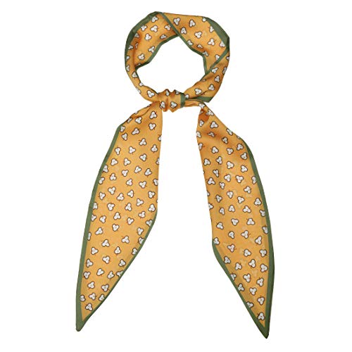 Foulard skinny pour femme jaune à motif feuille ruban pour cheveux et sac