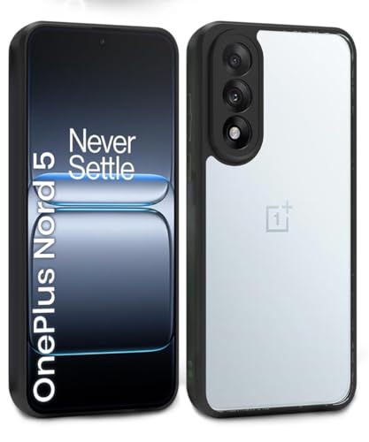 Image of WOW IMAGINE Shockproof Hybrid Back Cover for 1+ OnePlus Nord 5 | Hard Slim fit Back Case | PC & TPU | Clear Transparent Case - Black