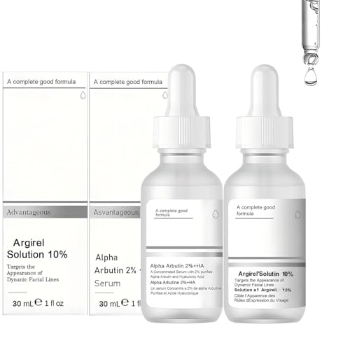 Argireline Serum Facial, Argireline Solution 10%, Alpha Arbutin 2% + HA, Serum Hidratante Facial, Uniformiza el Tono de la Piel, Mejora la Elasticidad de la Piel, 30 ml*2