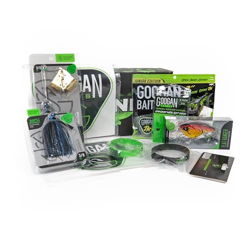 Googan Squad Mondo Kit Green Series – Mystery Tackle Box Bass Fishing Kit with Comprehensive Lures Set for Largemouth and Smallmouth – Bass Lure Includes Banger, Zinger, Juicee Jig & Krackin’ Craw
