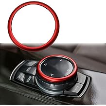x xotic tech Center Console Multimedia Control iDrive Controller Knob Ring Cover Trim Compatible with BMW 1 2 3 4 5 6 7 Series X3 X4 X5 X6 2011-up 3D JDM Red Aluminum