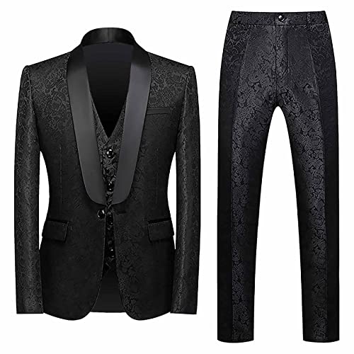 Costume homme jacquard mode casual ensemble veste gilet pantalon de fête
