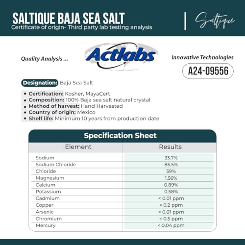 Saltique 1lb Baja Sea Salt Coarse - Contains a Balance of 90 Minerals Helping You Stay Hydrated And Improve Electrolyte Balance-100% Unrefined - GMO-free - Paleo- Vegan