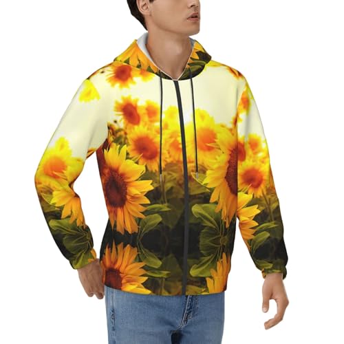 Sweat à capuche zippé EdWal imprimé tournesol homme avec poches et cordon