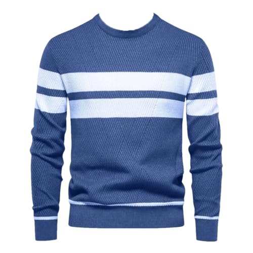 Mens Autumn Warm Knitted Pullover Slim Fit Sweater O Neck Patchwork Casual Basic Knitwear