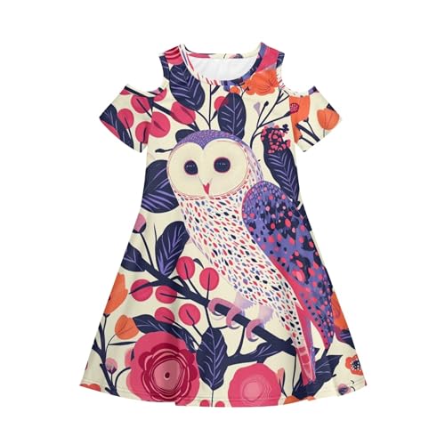 Dresses Girls Short Sleeve Off The Shoulder Summer Dress Casual Midi Aline Fit and Flare Dress with Pockets