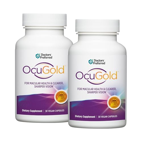 DOCTORS PREFERRED Clinical-Grade OcuGold Eye Vitamins with Lutein and Zeaxanthin for Macula & Retina Health Digital Eye Strain Eye Fatigue and Visual Performance | 60 Vegan Capsules