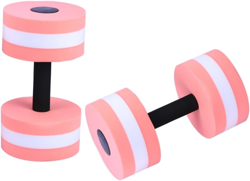 2PCS EVA Foam Water Dumbbells for Pool Exercise Pink Aquatic Barbells for Resistance Training Enhance Flexibility Strengthen Core Muscles in Water Aerobics
