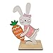 Briskorry Osterholz Hase Tischdekoration Aufsteller Objekt Dekofigur Kaninchen Willkommen Tischschild Deko Frohe Osterfiguren Dekoration Osterhase für Kinder Party Geschenk