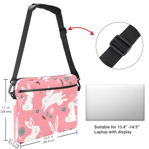 Maletín bandolera para laptop contra arañazos Happy Easter Bunny multicolor 14.5" 7
