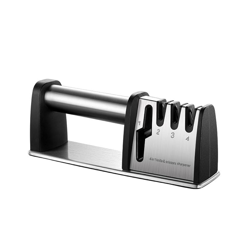 Kitchen Knife Sharpener 4-Stage Manual Knife Sharpeners for Kitchen Knives Scissors Blade Repair Restore Polish Tool Scissor Sharpener