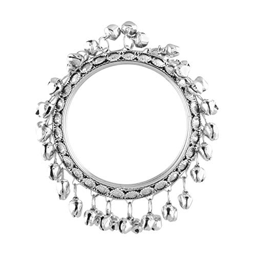 Image of I Jewels Silver Plated Handcrafted Bangles /Kada Embellished with Ghungroo (ADB427S) (Pack of 2)