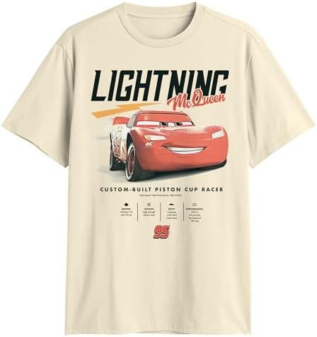 Disney Pixar Cars Lightning McQueen Stats Adult T-Shirt image 4