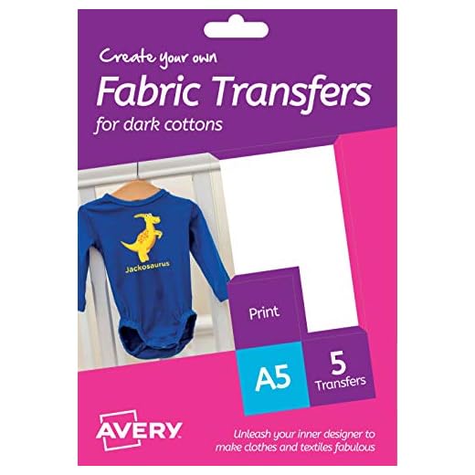 Avery España HTT02 - Papel transfer para tejidos oscuros, 8 hojas, color blanco