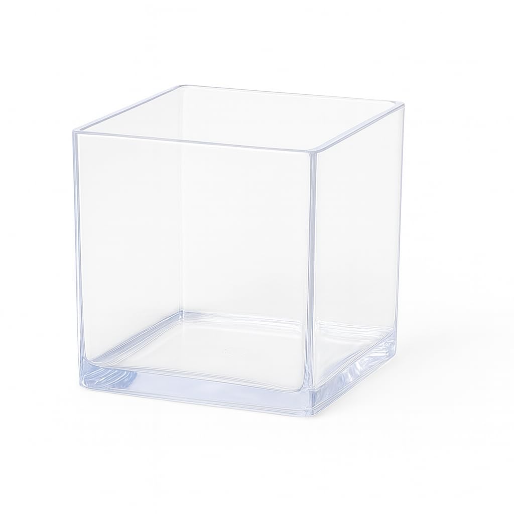 Floralcraft Clear 10Cm Acrylic Cube Vase, Lightweight, Shatterproof, Reusable, Modern Floral Display Container (1)
