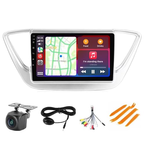 Stereo Radio for Hyundai Accent 2018-2022 - Biorunn Wireless Car-Play Android Auto GPS Navigation - (4GB+64GB) Head Unit 9 Inch Blue-Tooth 5GWiFi Update Kit RDS FM DSP Camera