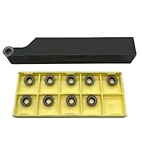 GBJ 3/4' SRAPR 2020K10 + RPMT10T3 Lathe Turning Holders 90° Lathe Turning & Profiling Tool Holder for Round Carbide Inserts RPMT10 RPMT08 (SRAPR2020K10 + R5 Inserts)