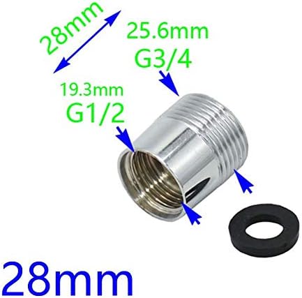 Utility Hose Butt Household Hose Adapter Brass Shower Head Connector, Silver, Internal Thread 1/2" to 3/4" External Thread, Threaded Joint, Reducer Repair, Faucet Fitting, 1/28Mm