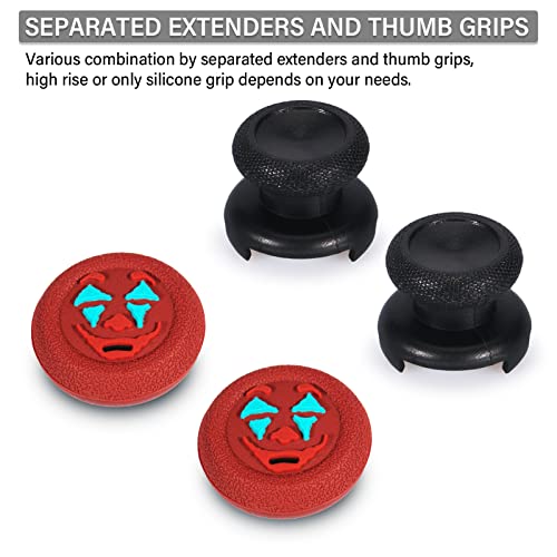 Image of FPS Thumbstick Extender &Texture Rubber Silicone Grip Cover 2 Sets for Xbox Series X /S & Xbox One Controller(Joker Red)