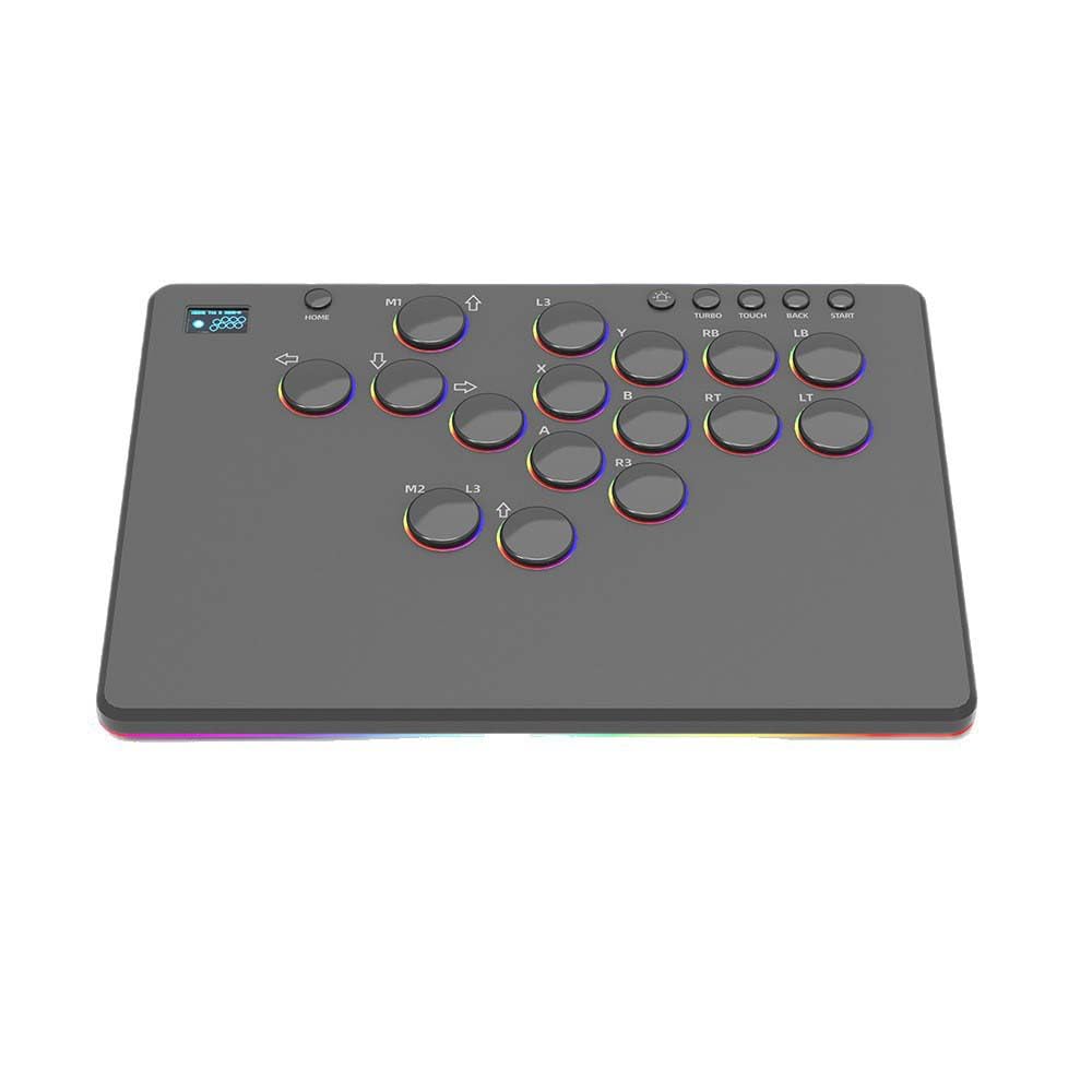 TEHAOUU RGB Lighting Leverless Arcade Stick Controller per Switch/Steam, tastiera Street Fighter 6 a 14 tasti con supporto per programmazione macro e tasti sostituibili per PC/PS3/PS4