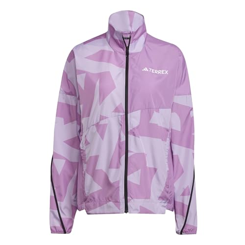 adidas Mujer Terrex Multi Printed Wind Jacket, Preloved Purple/Powder Plum, L