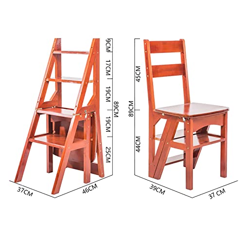 Taburete escalera plegable de madera maciza con 4 escalones 3