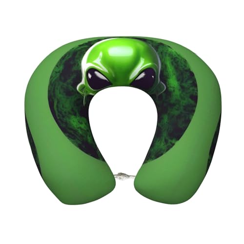 Almohada de Viaje con Diseño Verde y Espuma Viscoelástica