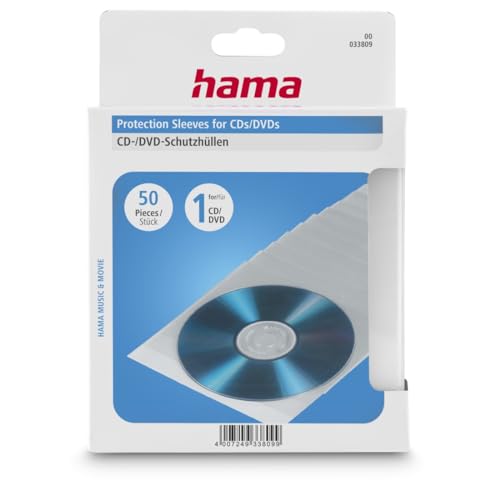 Hama CD/DVD Protective Sleeves, Pack of 50