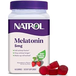 Natrol Melatonin 5 mg Gummies, Sleep Support for Adults, 140 Count | Supplement to Fall Asleep Faster & Stay Asleep Longer, Wake Up Refreshed, 100% Drug-Free, Strawberry-flavored, 140 Day Supply