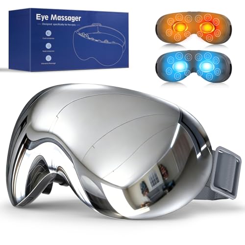 Augenmassagegerät mit Wärme und Kälte Kompression Massage und Bluetooth Musik Elektrische Augenmaske mit 3 Modi gegen Migräne und Verspannungen Verbessert die Schlafqualität Lindert Augenermüdung