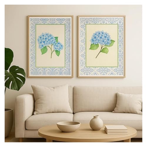 Impression de fleurs abstraites : sublimez un mur vide avec l'hortensia bleu