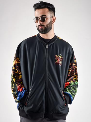 Unisex Anime Oversized Jacket for Men & Women, Monster Trio Printed Drop Shoulder Cosplay Anime Bomber Jackets2