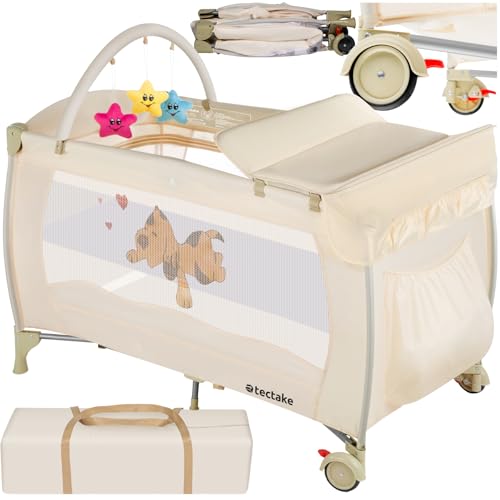 tectake® Babyreisebett, Kinderreisebett, Reisebett höhenverstellbar mit...