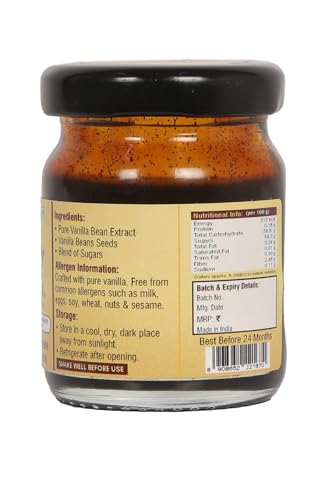Image of Exotic Vanilla Pure Vanilla Bean Paste with Seeds 60 g - Made with Real Madagascar Vanilla Beans, Rich & Concentrated, Alcohol-Free, Gluten Free, Baking Bean Paste for Ice Creams, Puddings
