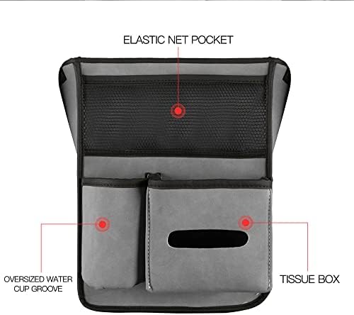 Qirc Car Purse Handbag Holder Between Seats, Suede Large Capacity Auto Storage Bag Seat Back for Purse, Car Mesh Handbag Holder for Car Front Seat Organizer, Barrier of Backseat Kids Pet (Grey)