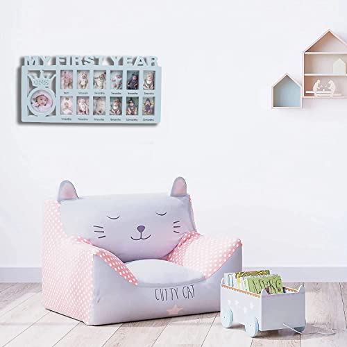 Mickyu My First Year Newborn Keepsake Frame 12 Months Milestone Photo Frames Mothers Day Accessory Baby Shower Gifts Nursery Décor (Blue) #TOP3